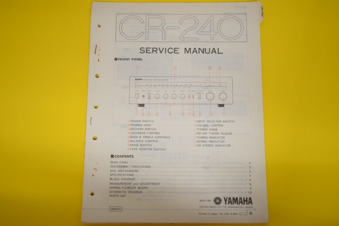 Yamaha CR-240 Stereo Receiver Service Manual  			